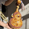 Custom Pyrography Pattern Natural Gourd Crossbody Bag - Handmade gourd crafts