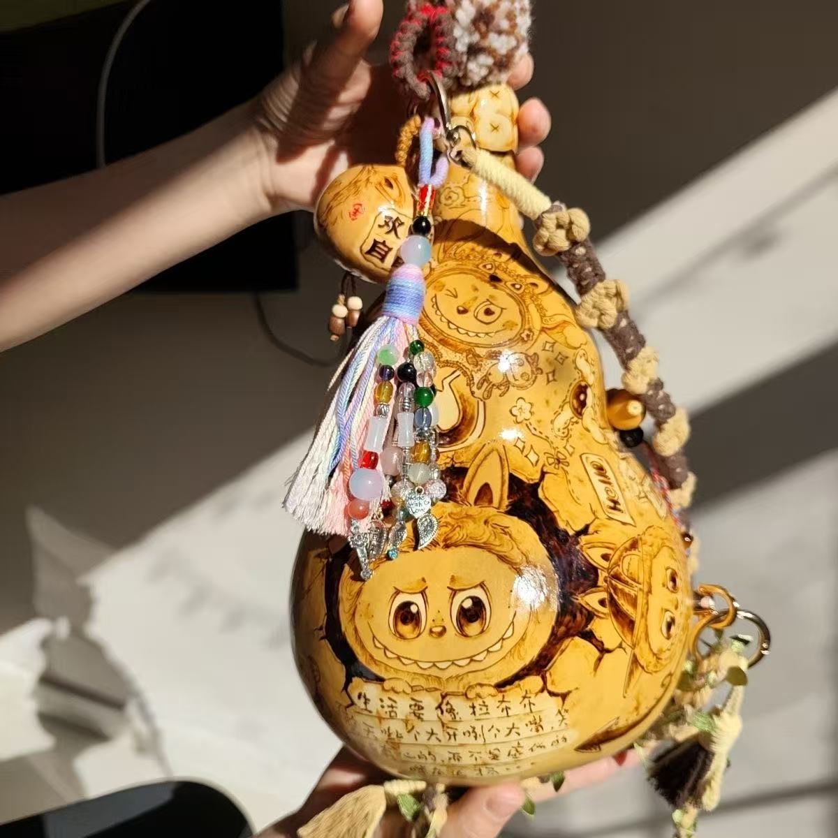 Custom Pyrography Pattern Natural Gourd Crossbody Bag - Handmade gourd crafts