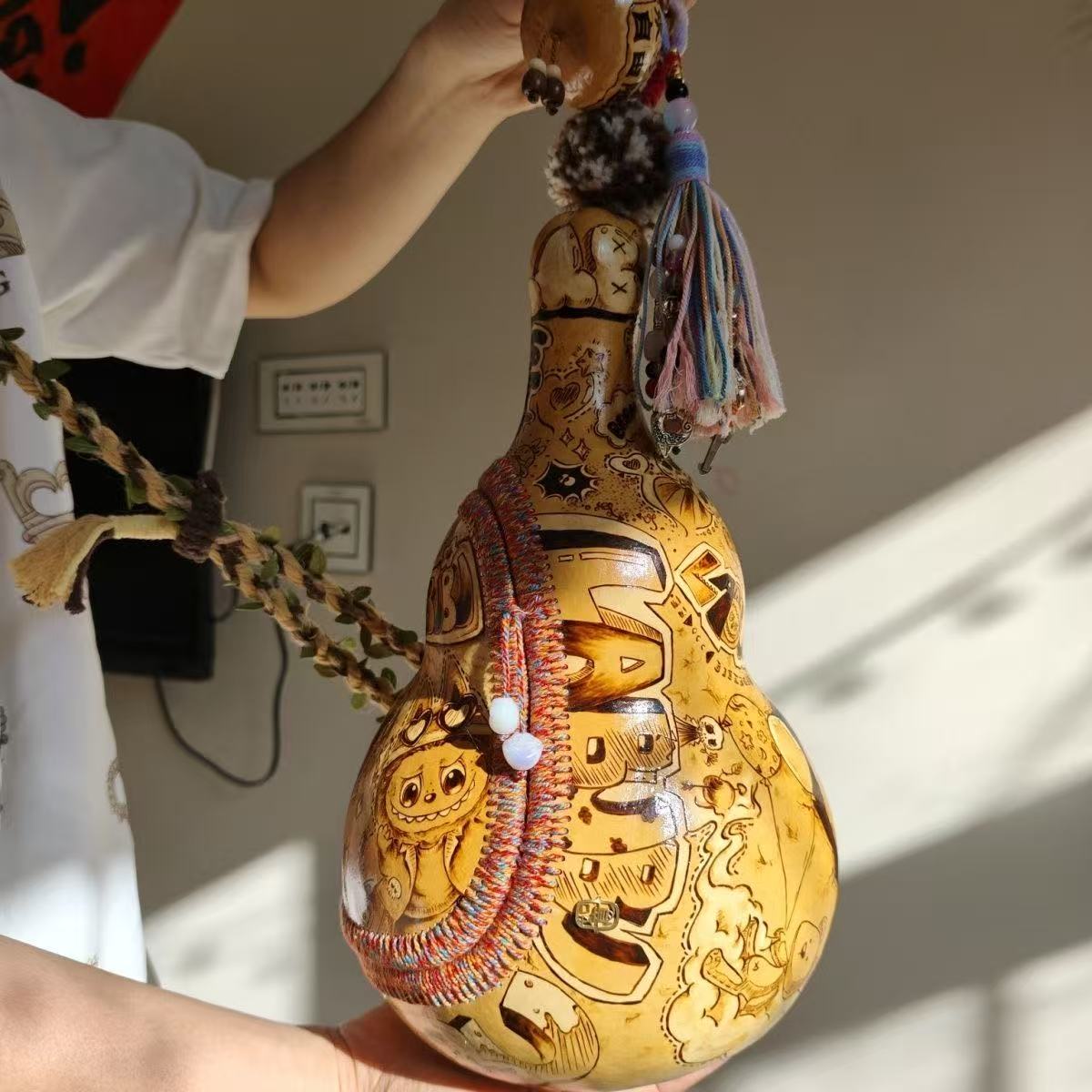 Custom Pyrography Pattern Natural Gourd Crossbody Bag - Handmade gourd crafts