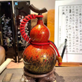 Handcrafted Chinese Lacquer Gourd Ornament - Traditional Feng Shui Natural Gourd Decor