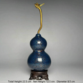 Handcrafted Blue Lacquer Gourd Ornament - Feng Shui Hulu Home Decor